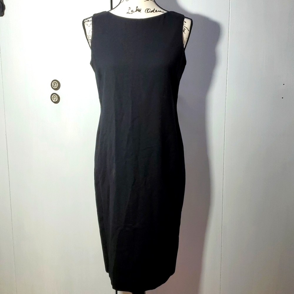 Lauren Ralph Lauren| Womens Wool Black Midi Sheath Evening Dress Sz. 10 Petite